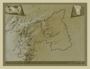 Khomas, Namibia. Wiki. Labelled points of cities