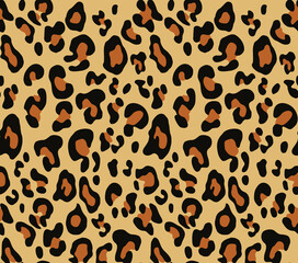 Leopard vector pattern, seamless print, yellow background, cat animal pattern