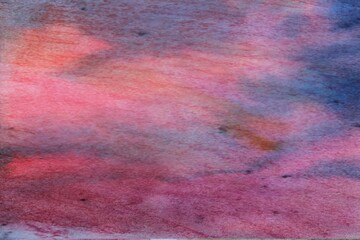 Abstract blue-pink watercolor background. Hand-painted paper with blur and ombre effect. Blurred lines and spots.  Background for the cover of a laptop, notebook.