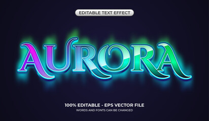 Realistic Aurora text effect. Editable Mystical Aura text effect with glossy gradient color.