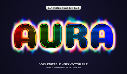 Colorful Aura text effect. Editable glowing rainbow fire text effect