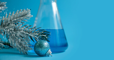 Christmas tree branch laboratory flask