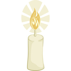 White christmas candle. Vector illustration of a white candle
