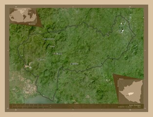 Boaco, Nicaragua. Low-res satellite. Labelled points of cities