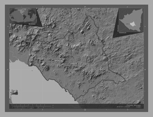 Chontales, Nicaragua. Bilevel. Labelled points of cities