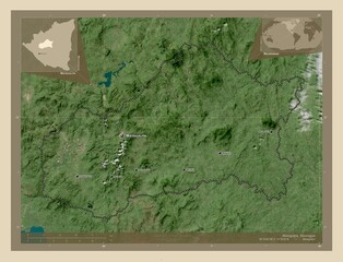 Matagalpa, Nicaragua. High-res satellite. Labelled points of cities
