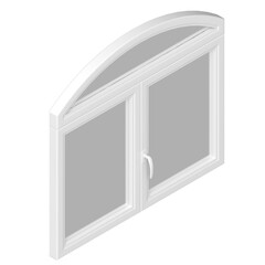 3d rendering illustration of a round top window