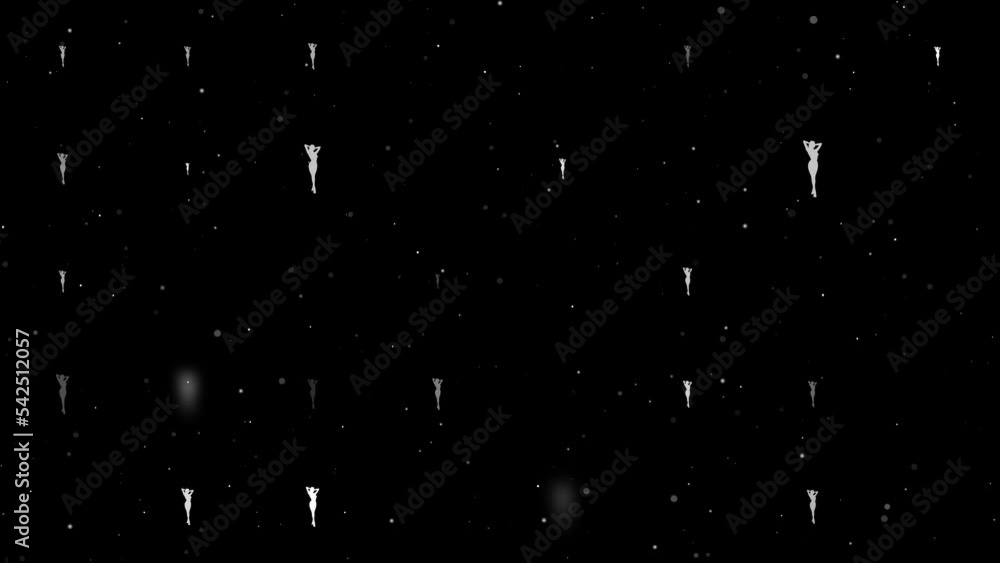 Poster template animation of evenly spaced sexy woman images of different sizes and opacity. animation of t