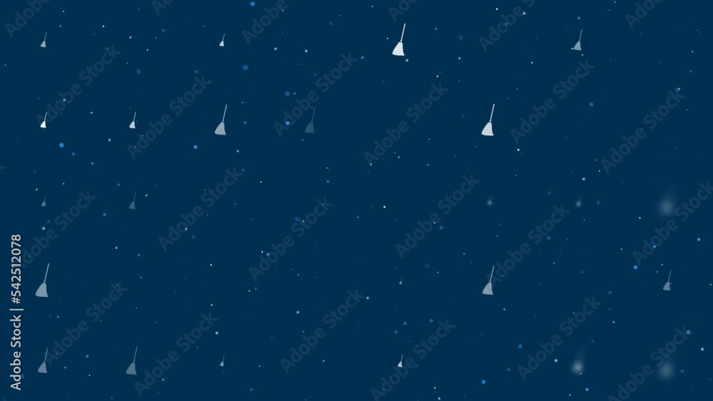 Poster template animation of evenly spaced broom symbols of different sizes and opacity. animation of trans