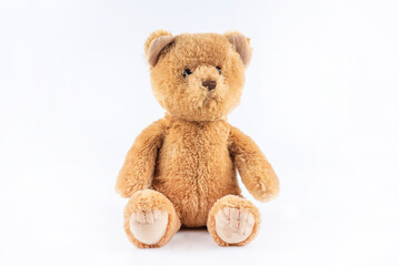 Soft toy. Bear children's toy on a white background.