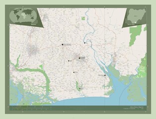 Akwa Ibom, Nigeria. OSM. Labelled points of cities