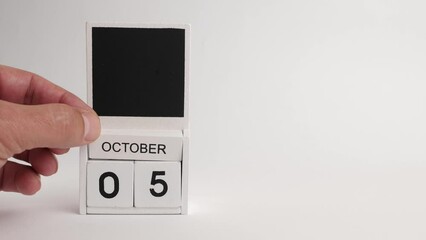 Calendar with the date October 5 and a place for designers. Illustration for an event of a certain date.