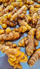 Fresh Turmeric Roots close up