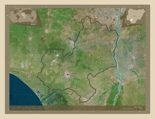 Edo, Nigeria. High-res satellite. Labelled points of cities