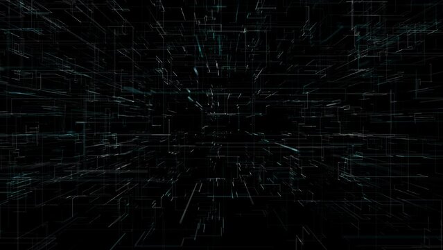 Looped digital corner lines slow motion on clean black copy space animation background.