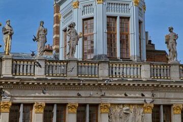 The statues of Hercules, Ceres, Aeolus, and Mercury on the house of Boulangers in Brussels