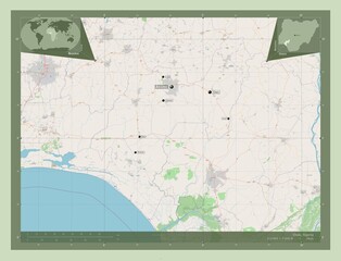 Ondo, Nigeria. OSM. Labelled points of cities