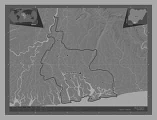 Rivers, Nigeria. Bilevel. Labelled points of cities