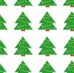 Obraz premium illustration of seamless pattern christmas tree on white background. print for printing on clothes, wrapping paper, New Year's gifts, printing on clothes and children's books, notepads, cases,