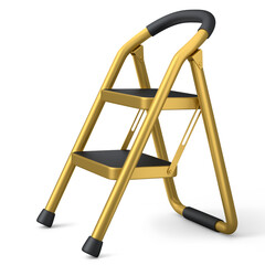 High folding ladder with steps for garden and repair work on white background.