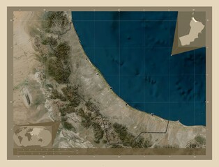 Al Batinah North, Oman. High-res satellite. Major cities