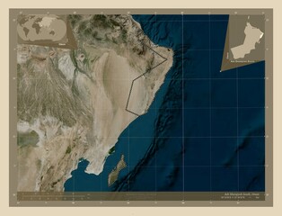 Ash Sharqiyah South, Oman. High-res satellite. Labelled points of cities