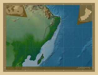 Ash Sharqiyah South, Oman. Physical. Labelled points of cities