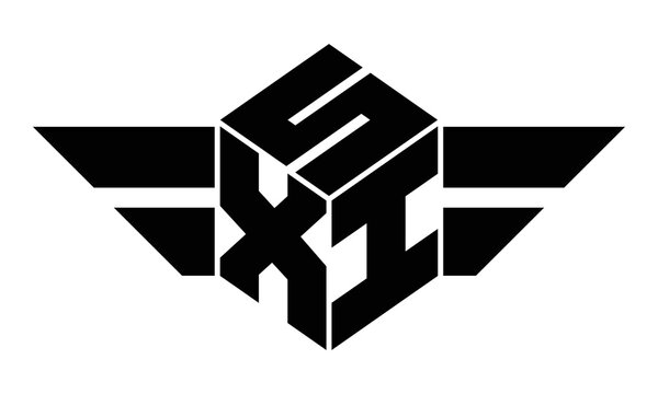 SXI three letter gaming logo in polygon cube shape logo design vector template. wordmark logo | emblem logo | monogram logo | initial letter logo | sports logo | minimalist logo | typography logo |