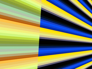 Yellow blue contrasts abstract rainbow lines background