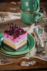 Sweet cake made of cream and black currant