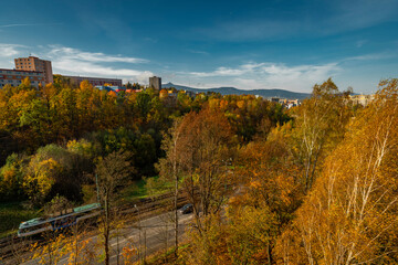 Autumn light color day in Liberec city in north Bohemia
