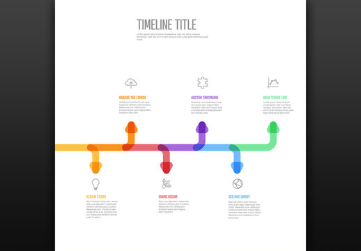 Horizontal Infographic Timeline Template with Arrows and Icons