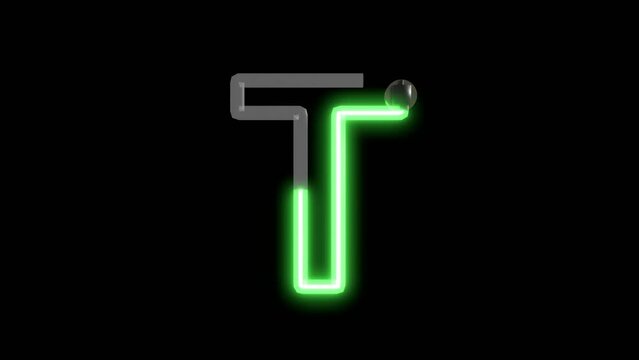 Neon script word  Themed Font  Letter T
