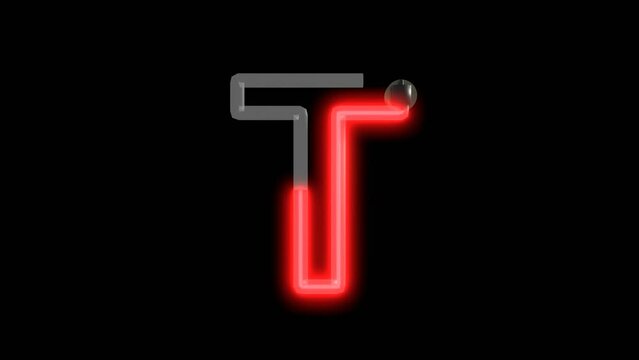 Neon script word  Themed Font  Letter T