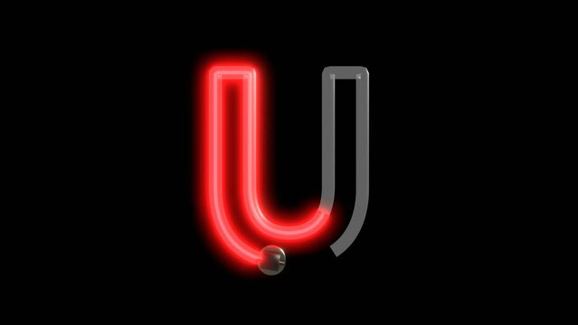 Neon script word  Themed Font  Letter U