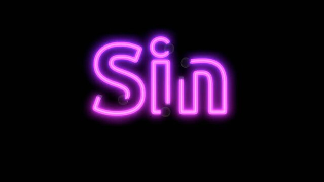 Neon script word  Themed Font  Sin