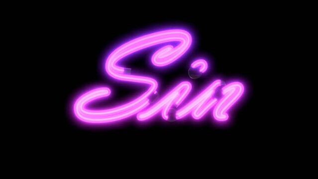 Neon script word  Themed Font  Sin