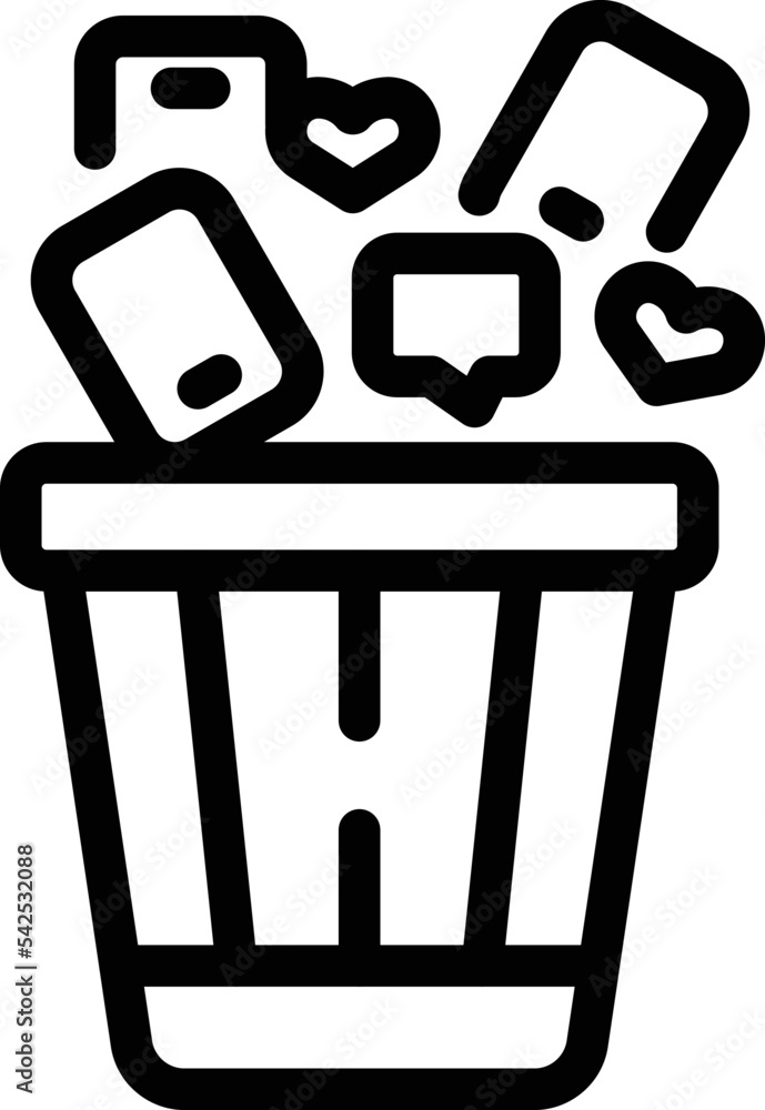 Wall mural social media garbage icon outline vector. digital detox. internet mobile