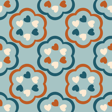 Seamless flower pattern with hearts for textile, fashion, wallpaper, home decor