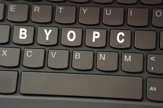 On the black keyboard, the inscription is highlighted in white - BYOPC