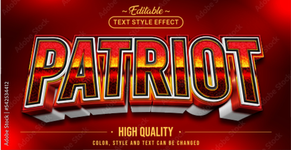 Poster editable text style effect - patriot text style theme.