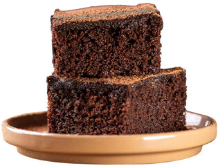 Chocolate cake in pieces on a table. Homemade cake