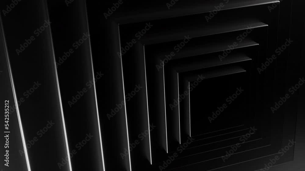 Poster animation with moving squares and neon light. design. moving 3d pyramid of squares and neon lines. i