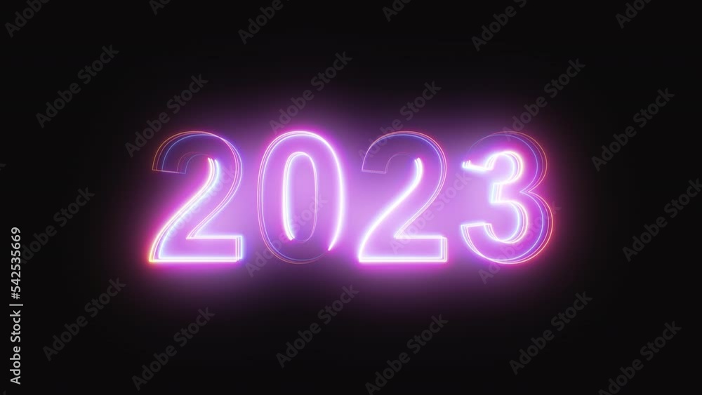 Poster 2023 neon text. computer generated 3d render