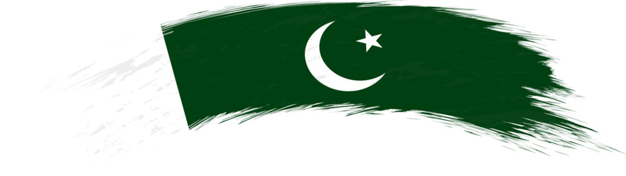 Flag of Pakistan in rounded grunge brush stroke.