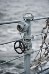 Industrial pipe detail on a military vessel