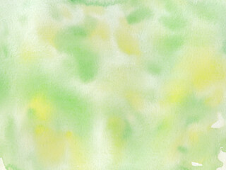 Watercolor grunge wave yellow green background. Illustration for decor, design, printing on paper, postcard, invitations, banners. Abstract dirty spray pattern with textured effect.