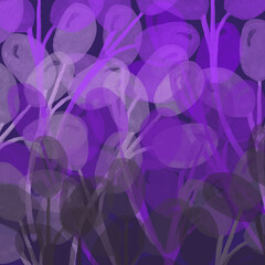 Watercolor background of leaves color transition from gray to purple, violet on a dark grey background