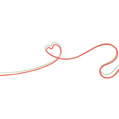 Brush wave heart line clipart. red ribbon and bow