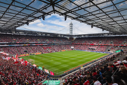 RheinEnergieStadion (Müngersdorfer Stadion), home stadium for football club 1. FC Köln before Bundesliga match. Cologne, Germany - October 2022
